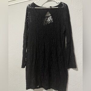 Material Girl Black Lace Long Sleeve Dress
